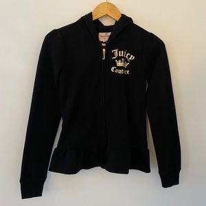 Juicy couture black hoodie zip up w gold foil logo